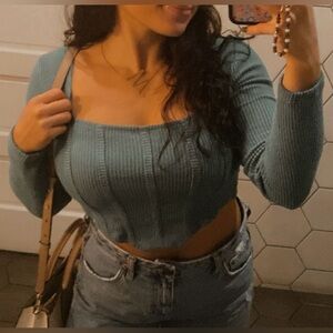 PacSun Green Ribbed Crop Top